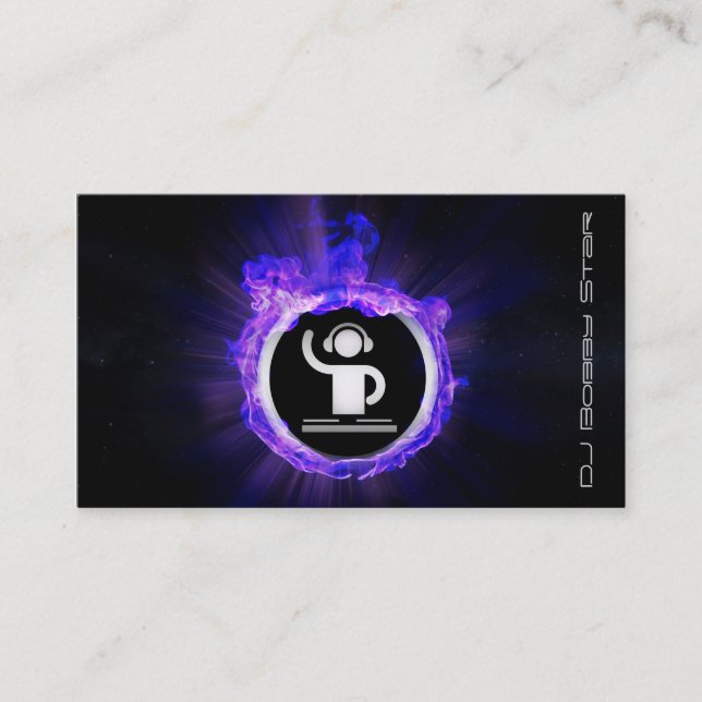 A cool blue flame DJ and producer business card (Front)