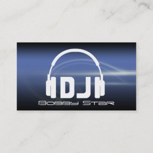 A cool DJ headphon modern blue laser business card