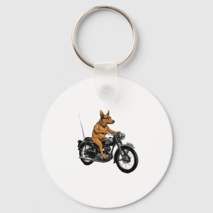 A Cool Dog Riding a Motorcycle Keychain