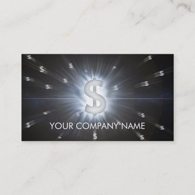 A cool glowing dollar sign space business card (Front)