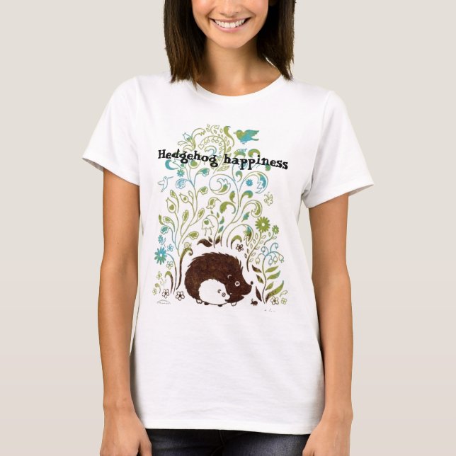a cool hedgehog print, Hedgehog happiness T-Shirt (Front)