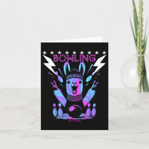 A Cool Llama Bowling With Lightning Strike Card