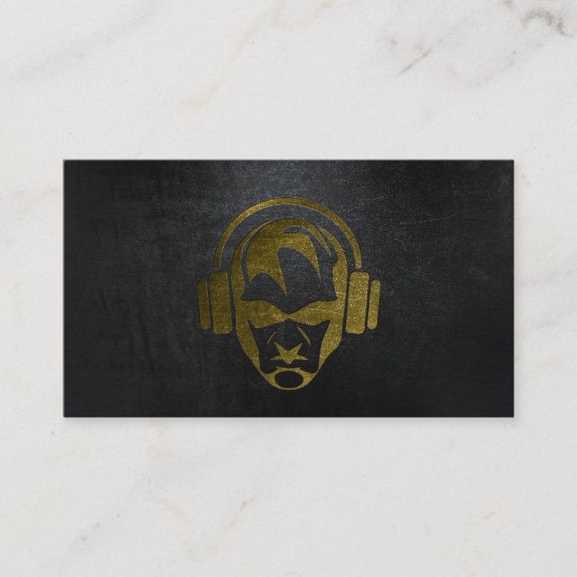 A cool matte black and gold DJ business card (Front)