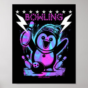 A Cool Penguin Bowling With Lightning Strike Poster