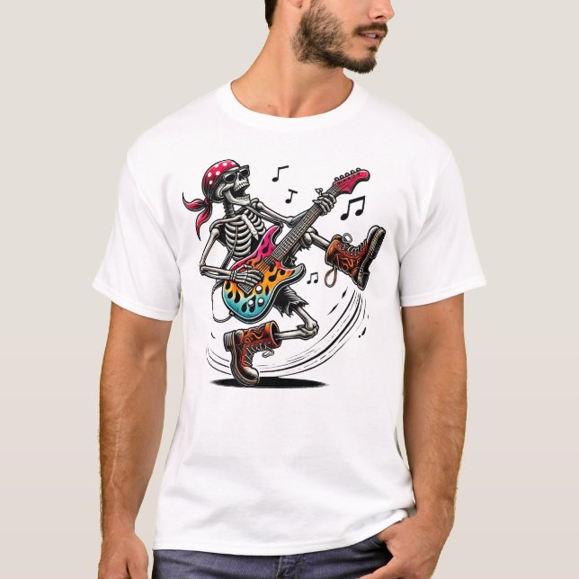A cool rock star skeleton T-Shirt (Front)