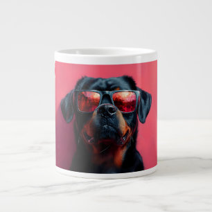 A cool rottweiler with sunglasses large coffee mug