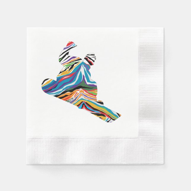A Cool Snowboarder in a psychedelic zebra print Napkin (Front)