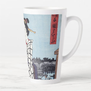 A Cool Summer Evening at Bridge, Utagawa Hiroshige Latte Mug