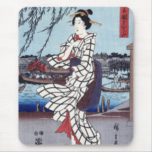 A Cool Summer Evening at Bridge, Utagawa Hiroshige Mouse Pad