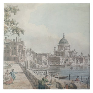 A copy of part of a drawing by Canaletto, of St. P Tile