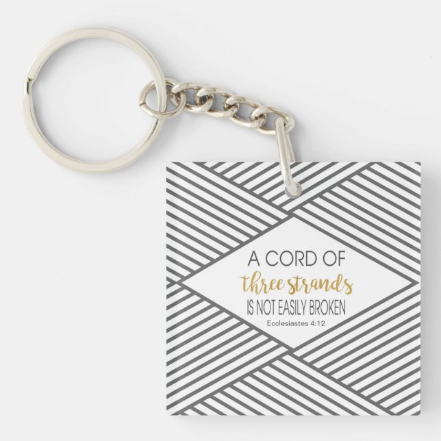A cord of three strands is not easily broken keychain (Front)