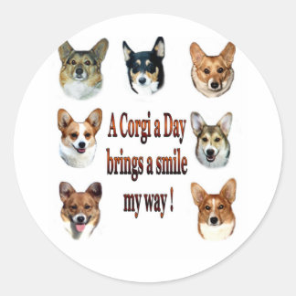 A Corgi a Day Brings a Smile 7 Classic Round Sticker