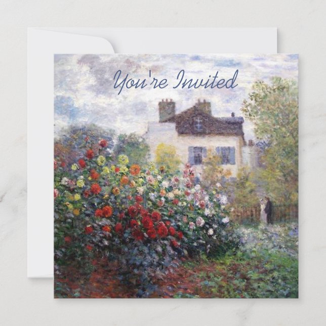 A Corner of the Garden with Dahlias House Warming Invitation (Front)