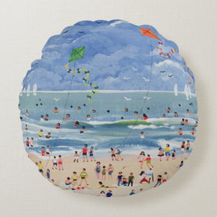 A Cornish Beach Round Pillow