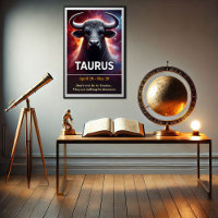 A Cosmic Taurus Bull Zodiac Poster