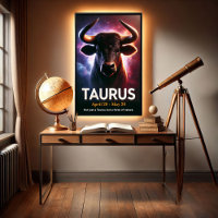 A Cosmic Taurus Bull Zodiac Poster