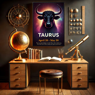 A Cosmic Taurus Bull Zodiac Poster