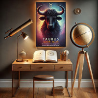 A Cosmic Taurus Bull Zodiac Poster