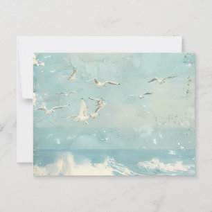 A Costal Birds Ocean Sea Sky Collage Background Postcard