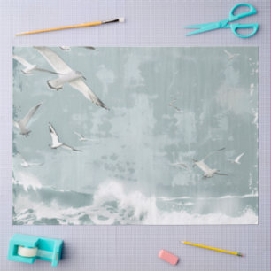 A Costal Birds Ocean Sea Sky Collage Background Tissue Paper