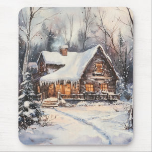 A Cosy Cottage in winter Mouse Pad