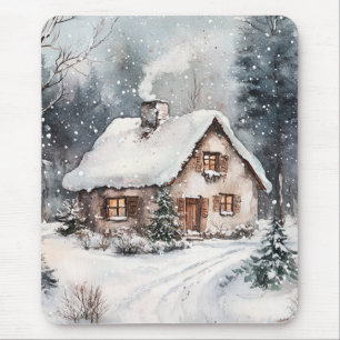A Cosy Cottage in winter Mouse Pad
