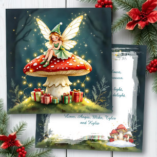 A Cottage Core Christmas Fairy Mushroom Custom Card