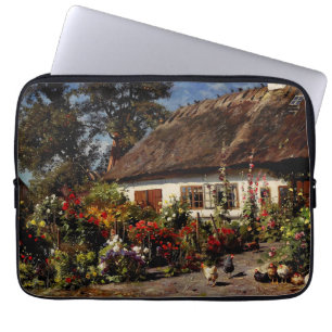 A Cottage Garden with Chickens by Peder Monsted Laptop Sleeve