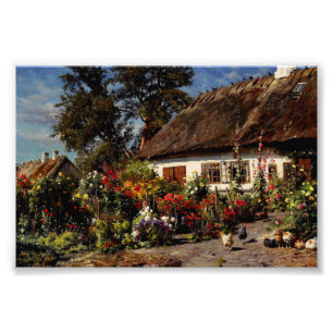 A Cottage Garden with Chickens by Peder Monsted Photo Print