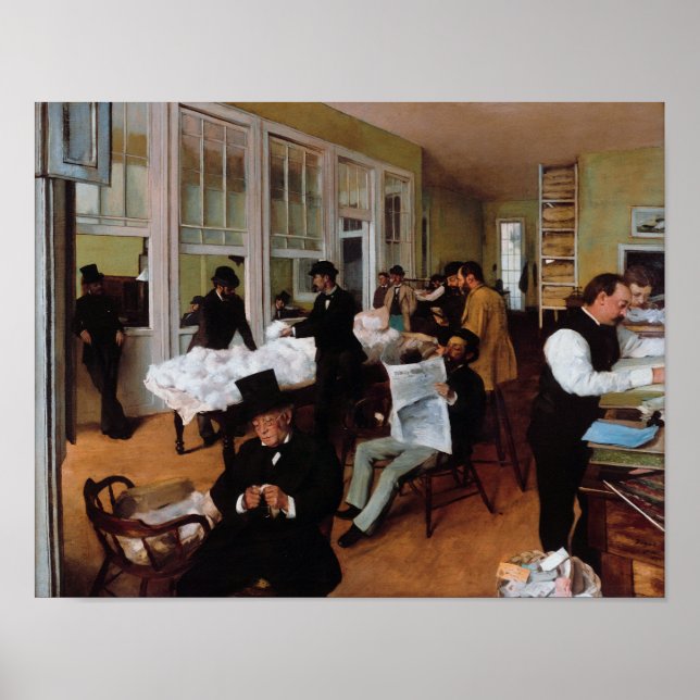 A Cotton Office in New Orleans by Edgar Degas Poster (Front)