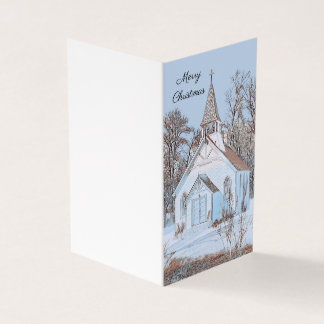A Country Church nestled in the Snow - Light Blue