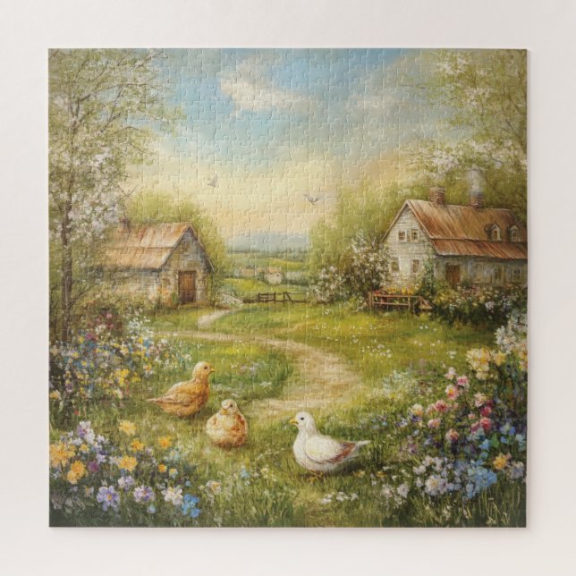 A Country Farmhouse and Barn Jigsaw Puzzle (Vertical)