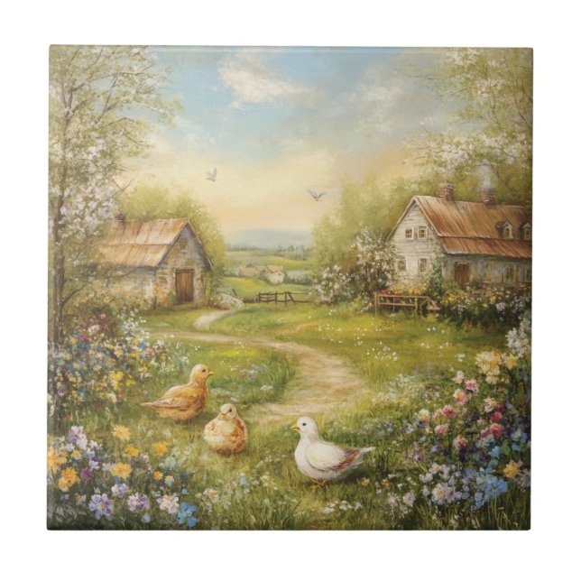 A Country Farmhouse and Barn Tile (Front)