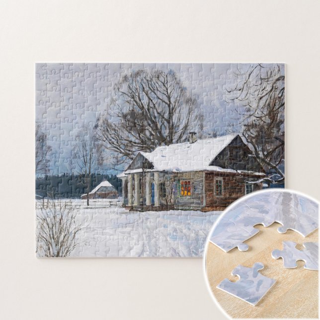 A Country House at Dusk in Winter Jigsaw Puzzle (Creator Uploaded)