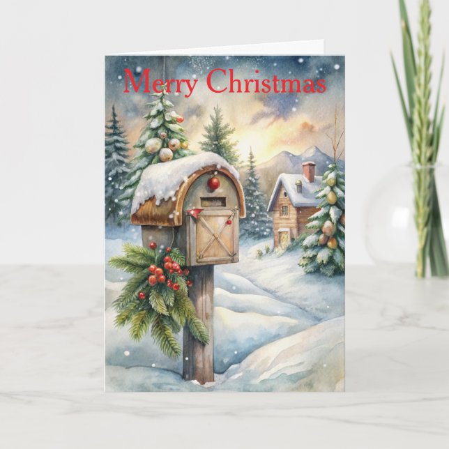 A Country Mailbox at Christmas Holiday Card (Front)