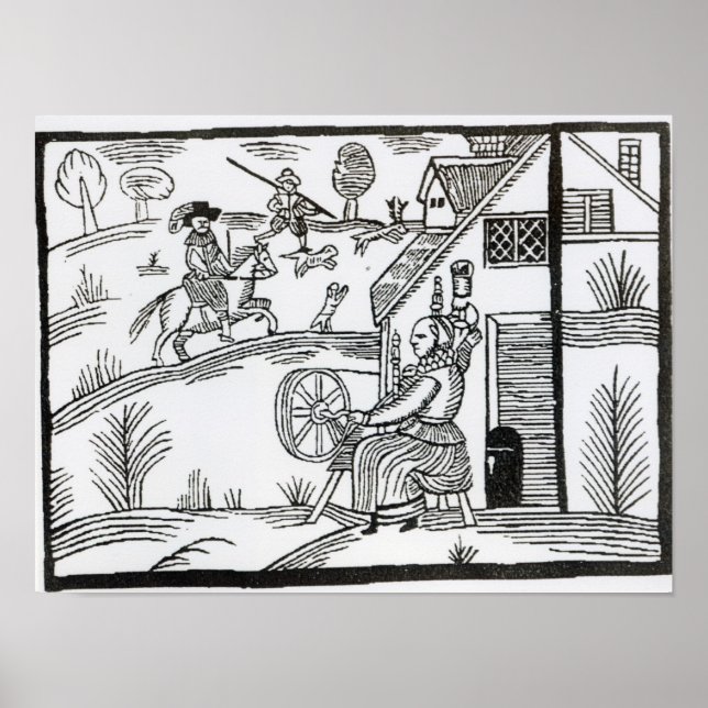 A Country Scene with a woman spinning Poster (Front)