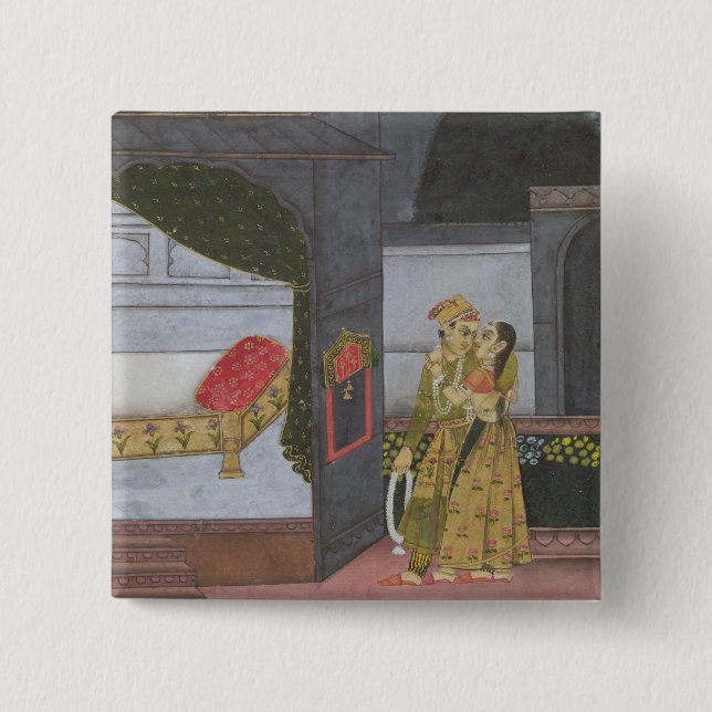A Couple, illustration from the 'Malavi Ragini' 2 Inch Square Button (Front)