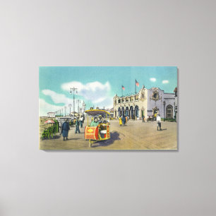 A Couple in a Boardwalk Rolling Chair Scene Canvas Print