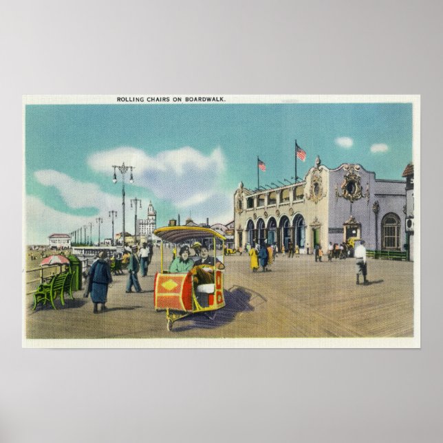 A Couple in a Boardwalk Rolling Chair Scene Poster (Front)