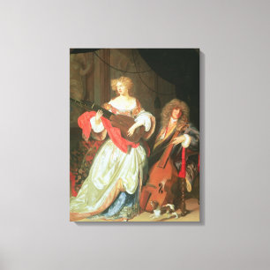 A couple making music canvas print