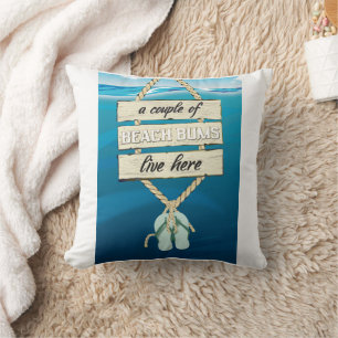 A Couple of Beach Bums Live Here Throw Pillow