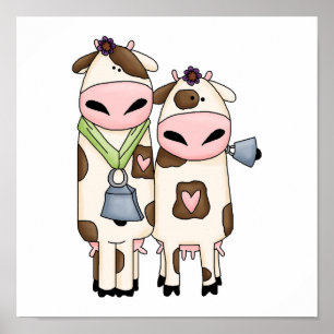 a couple of cute moo cows poster