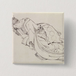 A Courtesan Offering a Cup, 18th-19th century 2 Inch Square Button