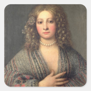 A Courtesan (oil on canvas) Square Sticker