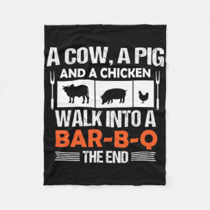 A Cow, A Pig And A Chicken Walk Into A R-b-q Fleece Blanket