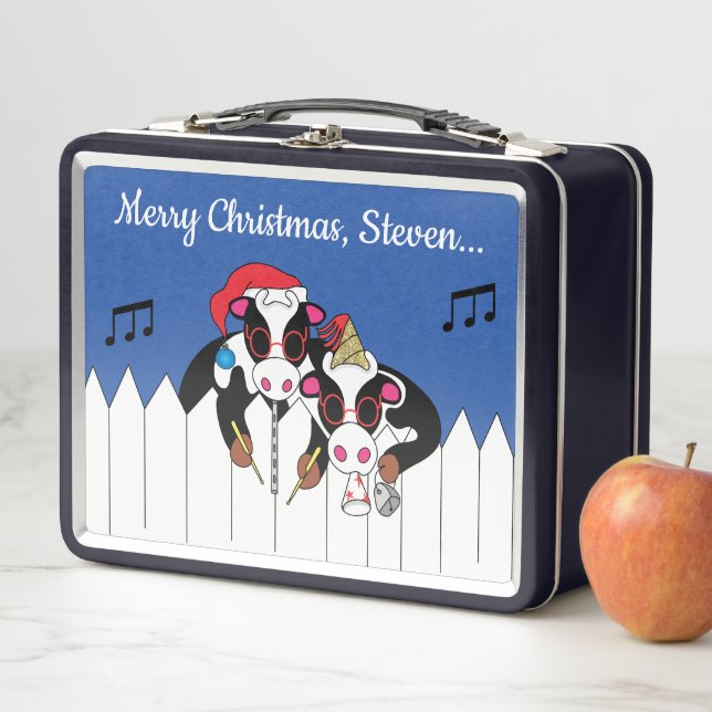 A Cow Christmas Metal Lunch Box (In Situ)