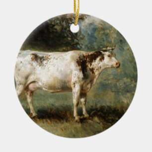 A Cow in a Landscape by Constant Troyon Ceramic Ornament