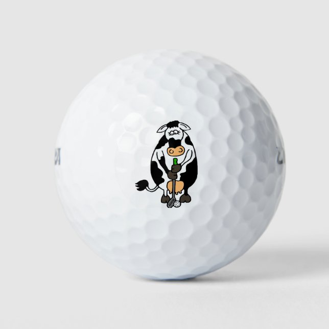 A cow playing golf balls (Front)