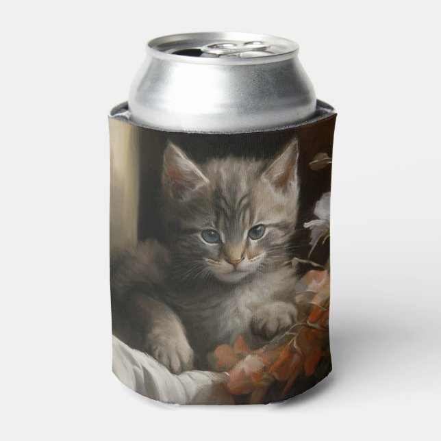 A Cozy Corner Tabby Kitten Can Cooler (Can Front)