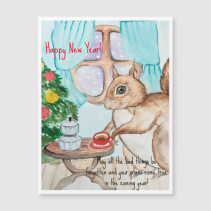 A cozy drawing of a cute squirrel
